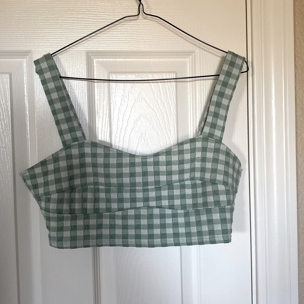Green striped crop top